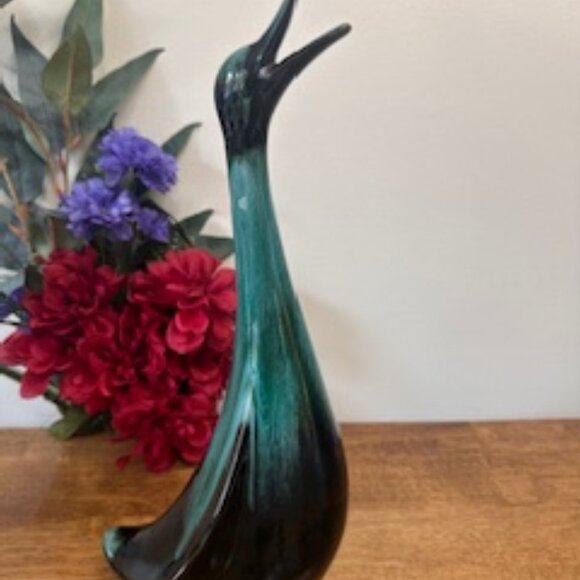 Blue Mountain Pottery Duck Figurine Vintage Canadian Art Pottery Green Black Gla - Picture 2 of 6